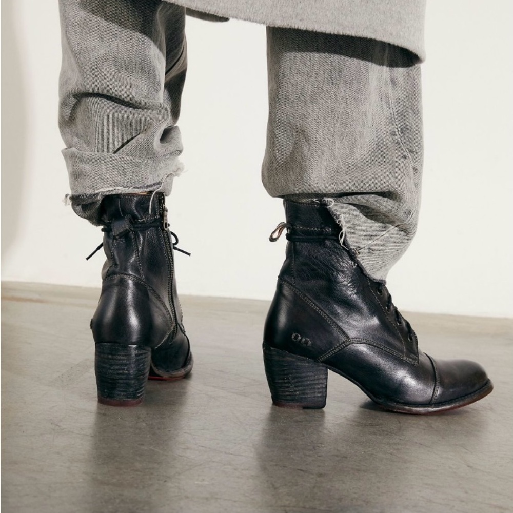 FREE PEOPLE- Brooklyn Lace Up Ankle Boots             • Vegan leather boots